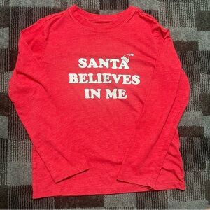 Cat & Jack Red Long Sleeve Tee - Santa Believes In Me